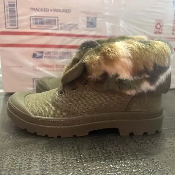 Rocket Dog Pilot Olive Lace Up Faux Fur Trim Ankle Boots - Picture 2 of 4